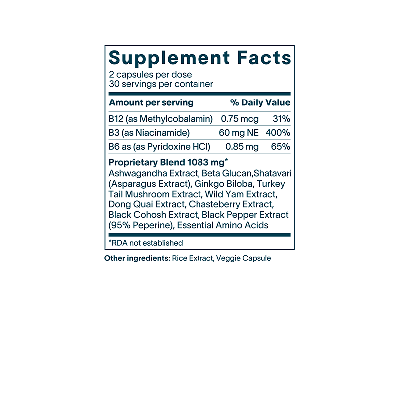 Ladywell Daily Hormone Balance Capsules Supplement Facts